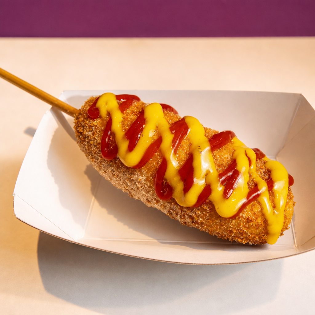 K-Style Corn Dog, Mozzarella and Fish Cake Inside.